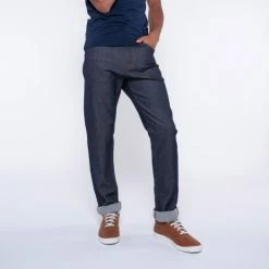 1083 JEANS DROIT 101 Coton Bio Superdenim Flex Indigo Brut Homme