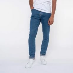 1083 JEANS AJUSTE 103 DELAVE Coton Bio Superdenim Flex Océan Homme