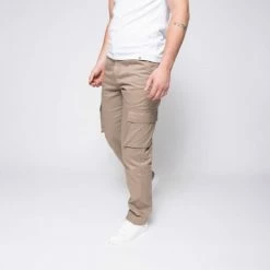 1083 CARGO DROIT 111 Coton Bio Denimoriginal Uni Beige Homme -1083 boutique 111 cargo beige 2