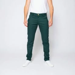 1083 CHINO AJUSTE 163 Coton Bio Filidenim Flex Uni Vert Emeraude Homme