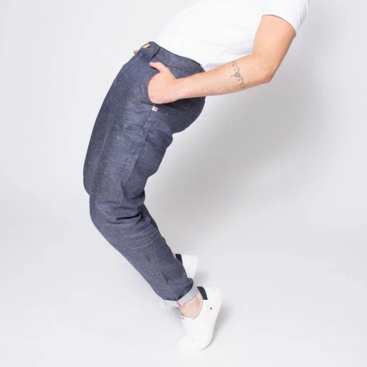 1083 CHINO CAROTTE 168 Lin Denimoriginal Bleu Homme 5 1083 CHINO CAROTTE 168 Lin Denimoriginal Bleu Homme - Image 4