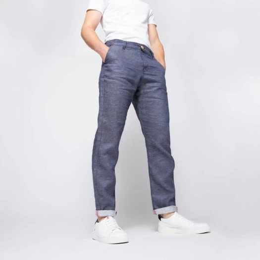 1083 CHINO CAROTTE 168 Lin Denimoriginal Bleu Homme 3 1083 CHINO CAROTTE 168 Lin Denimoriginal Bleu Homme - Image 2