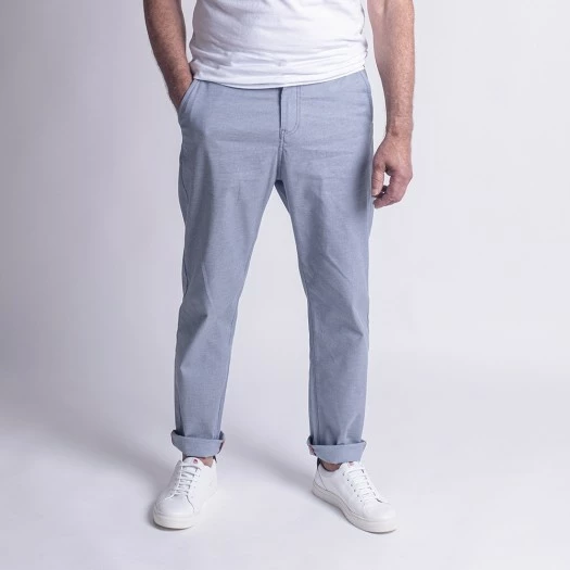 1083 CHINO CAROTTE 168 Coton Bio Pique Flex Bleu Homme 4 1083 CHINO CAROTTE 168 Coton Bio Pique Flex Bleu Homme - Image 2