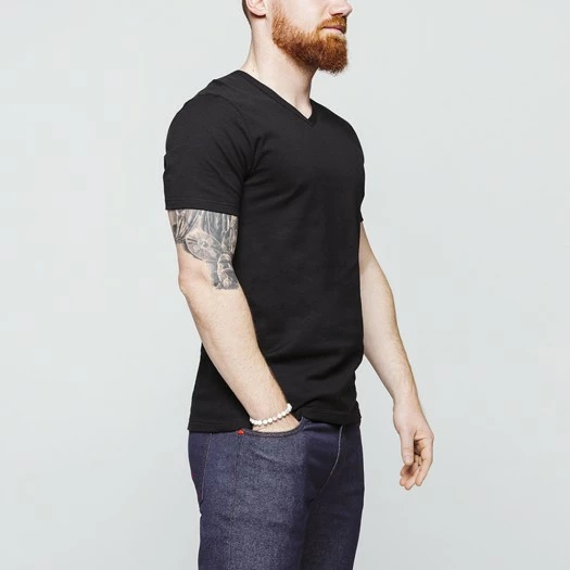 1083 T-SHIRT COL V 301 UNI Coton Bio Noir Homme 4 1083 T-SHIRT COL V 301 UNI Coton Bio Noir Homme - Image 2