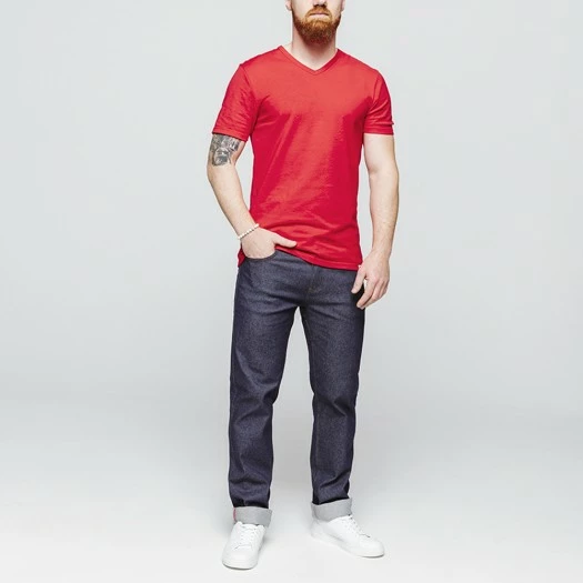 1083 T-SHIRT COL V 301 UNI Coton Bio Rouge Homme 6 1083 T-SHIRT COL V 301 UNI Coton Bio Rouge Homme - Image 4