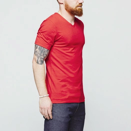 1083 T-SHIRT COL V 301 UNI Coton Bio Rouge Homme 4 1083 T-SHIRT COL V 301 UNI Coton Bio Rouge Homme - Image 2