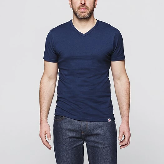 1083 T-SHIRT COL V 301 UNI Coton Bio Bleu Marine Homme 3 1083 T-SHIRT COL V 301 UNI Coton Bio Bleu Marine Homme