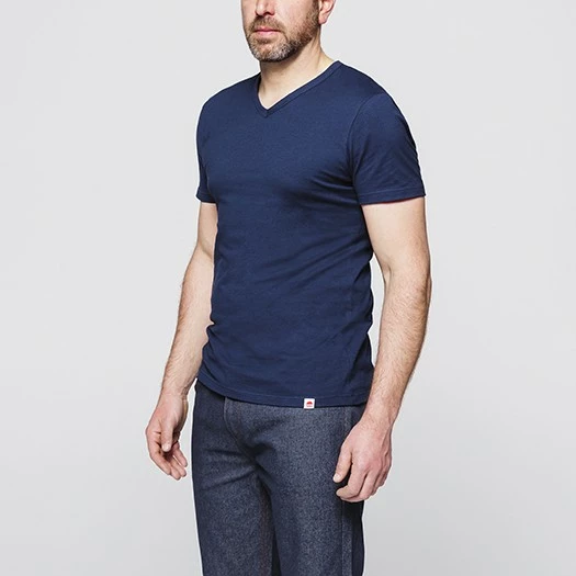 1083 T-SHIRT COL V 301 UNI Coton Bio Bleu Marine Homme 4 1083 T-SHIRT COL V 301 UNI Coton Bio Bleu Marine Homme - Image 2