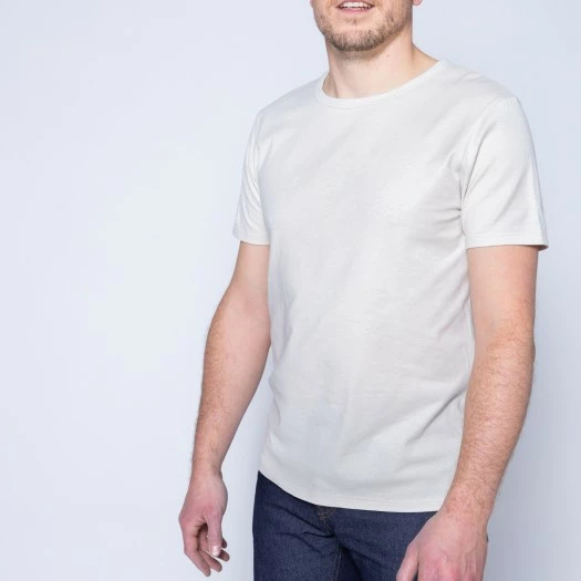 1083 T-SHIRT COL ROND 302 UNI Coton Bio Beige Homme 4 1083 T-SHIRT COL ROND 302 UNI Coton Bio Beige Homme - Image 2