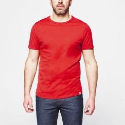 1083 T-SHIRT COL ROND 302 UNI Coton Bio Rouge Homme