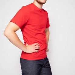 1083 T-SHIRT DROIT 304 UNI Coton Bio Rouge Homme -1083 boutique 304 tshirt rouge 3