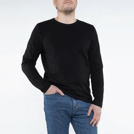 1083 T-SHIRT MANCHES LONGUES DROIT 305 UNI Coton Bio Noir Homme 2 1083 T-SHIRT MANCHES LONGUES DROIT 305 UNI Coton Bio Noir Homme