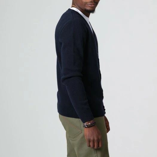 1083 CARDIGAN 718 VOLONTAIRE Laine Recyclee Bleu Homme 4 1083 CARDIGAN 718 VOLONTAIRE Laine Recyclee Bleu Homme - Image 2