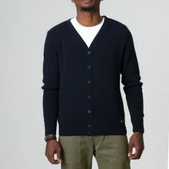 1083 CARDIGAN 718 VOLONTAIRE Laine Recyclee Bleu Homme