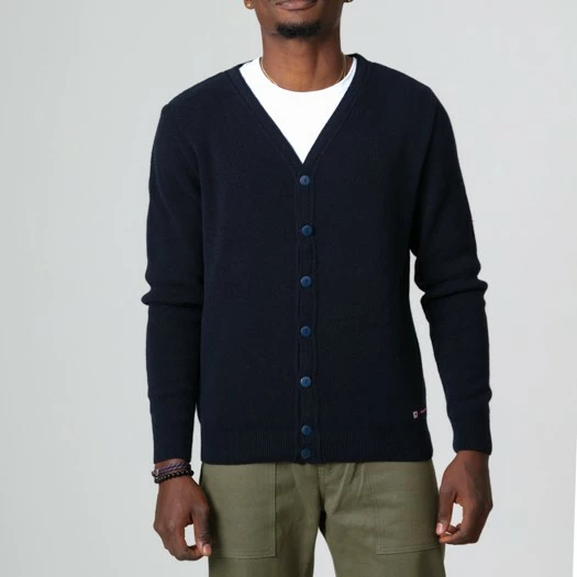 1083 CARDIGAN 718 VOLONTAIRE Laine Recyclee Bleu Homme 3 1083 CARDIGAN 718 VOLONTAIRE Laine Recyclee Bleu Homme