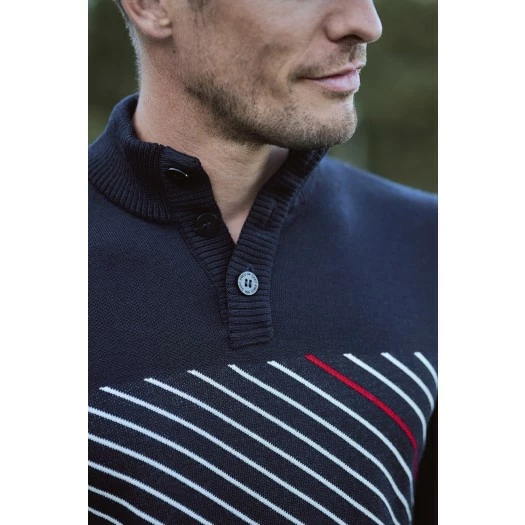 1083 PULL DROIT 752 SAINT JAMES Laine Merinos Bleu Marine/blanc Homme 8 1083 PULL DROIT 752 SAINT JAMES Laine Merinos Bleu Marine/blanc Homme - Image 7