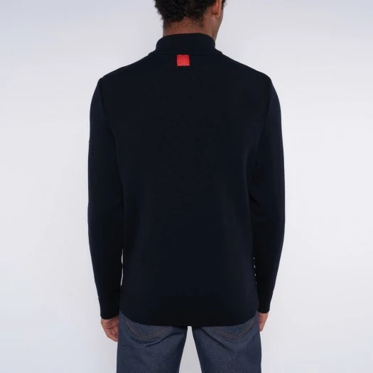 1083 PULL DROIT 752 SAINT JAMES Laine Merinos Bleu Marine/blanc Homme 3 1083 PULL DROIT 752 SAINT JAMES Laine Merinos Bleu Marine/blanc Homme - Image 2