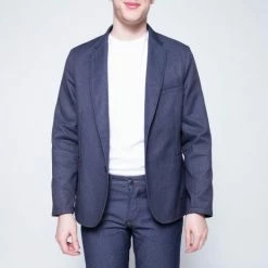 1083 boutique 13 1083 VESTE CINTREE 782 INFINI BELLEVILLE Recyclee Superdenim Bleu Homme