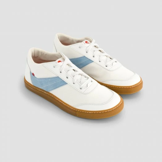 1083 SNEAKERS BASSES 901 Coton Bio Cuir Blanc/ciel Unisexe 4 1083 SNEAKERS BASSES 901 Coton Bio Cuir Blanc/ciel Unisexe - Image 2