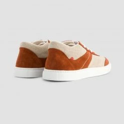 1083 SNEAKERS BASSES 901 Lin Cuir Beige/terracotta Unisexe -1083 boutique 901 lin terracotta dos raw 1