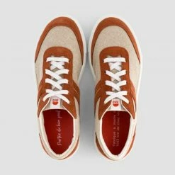 1083 SNEAKERS BASSES 901 Lin Cuir Beige/terracotta Unisexe -1083 boutique 901 lin terracotta top raw 1