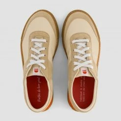1083 SNEAKERS BASSES 902 Cuir Naturel/vermillon Unisexe -1083 boutique 902 naturel vermillon top raw 1