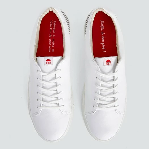 1083 SNEAKERS BASSES 912 Cuir Blanc/rayures Unisexe 5 1083 SNEAKERS BASSES 912 Cuir Blanc/rayures Unisexe - Image 4