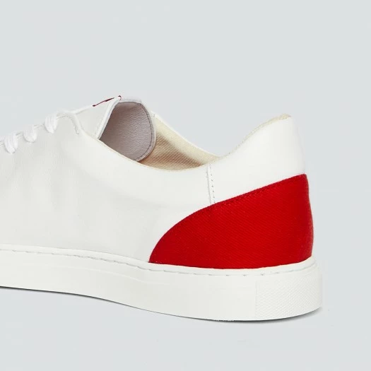 1083 SNEAKERS BASSES 912 Cuir Blanc/rouge Unisexe 5 1083 SNEAKERS BASSES 912 Cuir Blanc/rouge Unisexe - Image 3