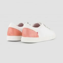 1083 SNEAKERS BASSES 913 Cuir Blanc/corail Unisexe -1083 boutique 913 roseirise talon