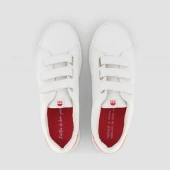 1083 SNEAKERS BASSES 913 Cuir Blanc/corail Unisexe -1083 boutique 913 roseirise vue dessus