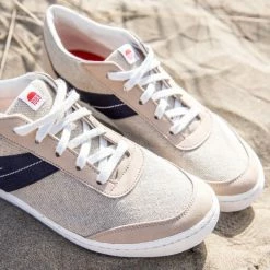 1083 SNEAKERS BASSES 903 Lin Microfibre Beige/bleu Unisexe -1083 boutique pe 21 chaussures 18